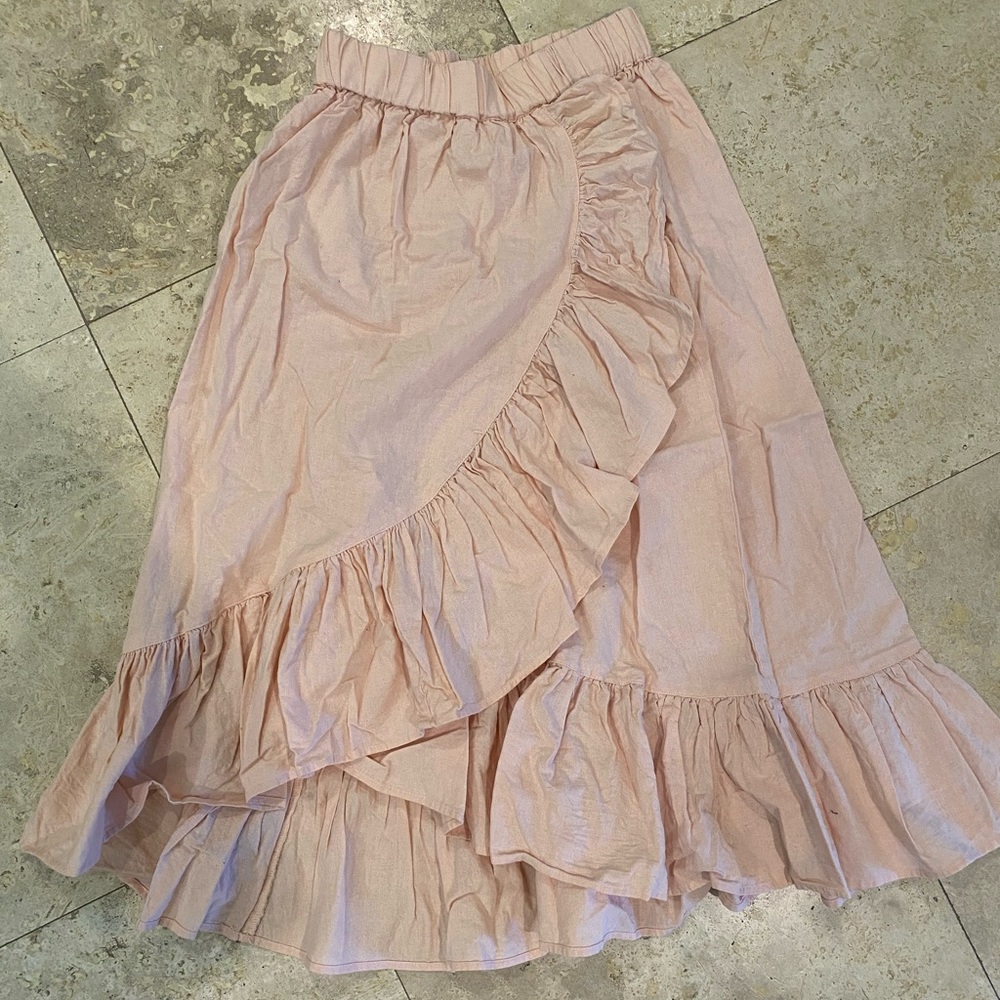 Women’s ASOS Pink Ruffle Midi Skirt
